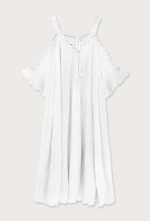 PLISOWANA SUKIENKA Z WYCIĘTYMI RAMIONAMI BIAŁA (342ART)