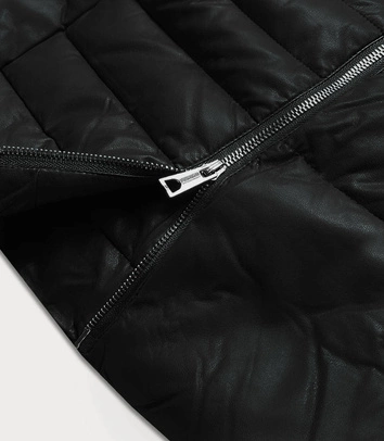 Kurtka damska z futrzanym kołnierzem czarna (ag6-28)