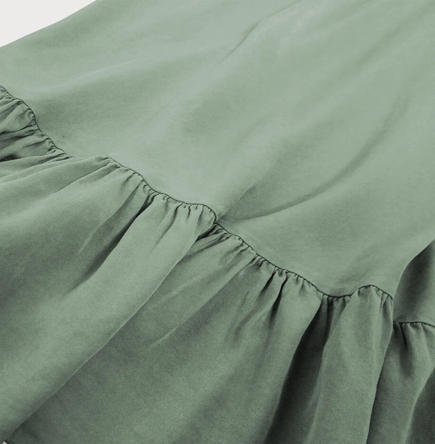 SUKIENKA Z FALBANĄ SZAROZIELONA (393ART)