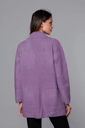 Krótka wełniana narzutka alpaka fiolet (7108-1)