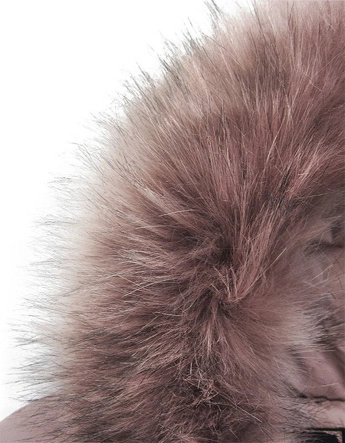 Długa pikowana kurtka damska zimowa z kapturem antyczny róż (7751BIG)