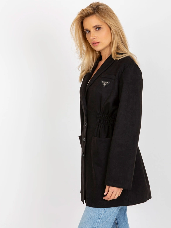 Damski cienki płaszcz - marynarka czarny (509128)