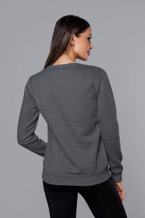 Bluza dresowa damska ze ściągaczami grafitowa (w01-5)