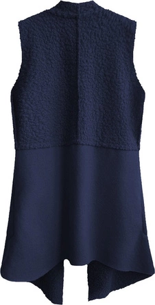 KAMIZELKA OVERSIZE Z ŁĄCZONYCH MATERIAŁÓW GRANATOWA (545ART)