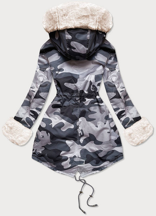 ZIMOWA PARKA DAMSKA MORO SZARO-BIAŁA (B524-70046)