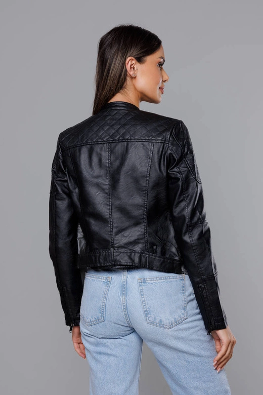 Ramoneska ze stójką ekoskóra czarna (AX-805)