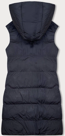 Dwustronny bezrękawnik oversize z kapturem granat-czarny (V724)