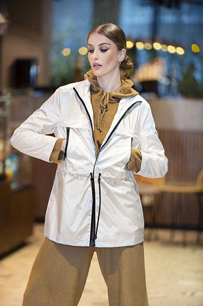 Cienka kurtka damska ze stójką perłowa (ag5-017)