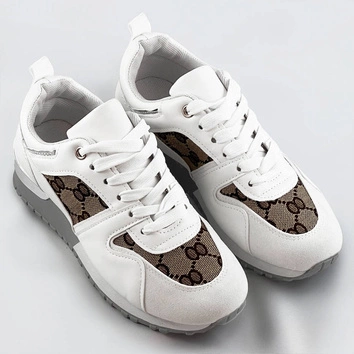 Damskie adidasy na podwyższonej podeszwie białe (666-21)