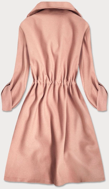 LUŹNY PŁASZCZ DAMSKI Z KLAPAMI RÓŻOWY (20536)