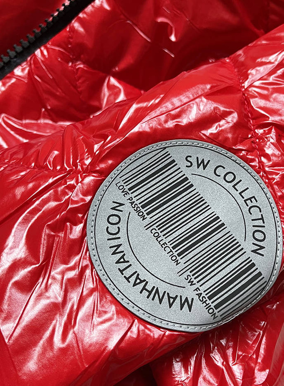 DWUSTRONNA BŁYSZCZĄCA KURTKA DAMSKA CZERWONA (B9778-4)