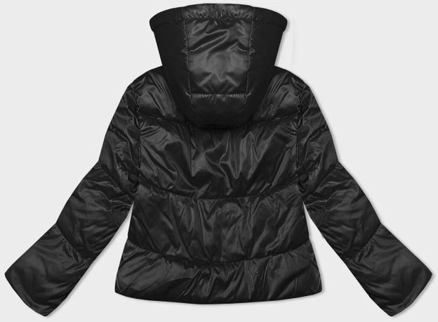 Krótka kurtka damska z odpinanym kapturem S'West czarna (B8228-1)