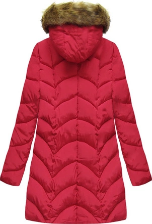 PIKOWANA ZIMOWA DAMSKA KURTKA Z KAPTUREM CZERWONA (X1801X)