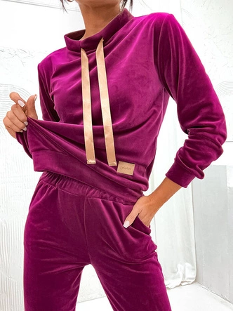 Welurowy komplet damski fuksja (637)