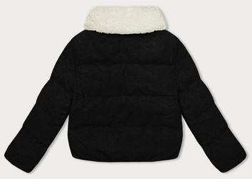 Sztruksowa kurtka damska z wysoką stójką J Style czarna (5M3230-392)