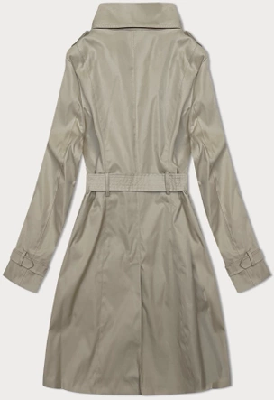 Klasyczny trencz do połowy uda ciemny beż (2696#-5)