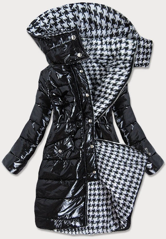 BŁYSZCZĄCA KURTKA ZIMOWA DAMSKA CZARNA (638ART)