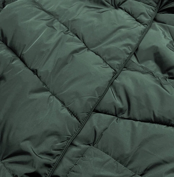 DŁUGA ZIMOWA KURTKA DAMSKA CIEMNO ZIELONA (2M-033)