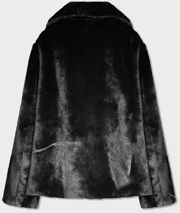 FUTRZANA KURTKA DAMSKA Z KOŁNIERZEM CZARNA (F40345)