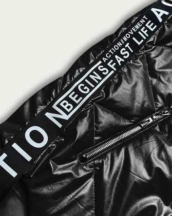 BEZRĘKAWNIK DAMSKI Z OZDOBNYMI TAŚMAMI CZARNY (B8012-1)