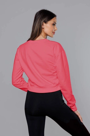 Cienka krótka bluza dresowa damska koralowa (8B938-37)