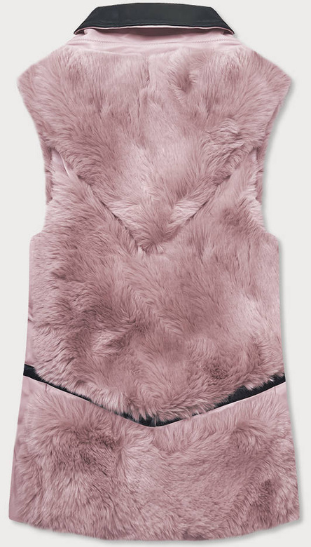 Elegancka kamizelka ekoskóra i futro róźowa (br9593-51)