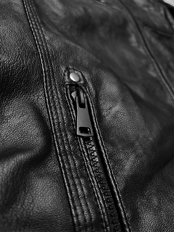 Męska kurtka ze skóry ekologicznej czarna (11Z8135)