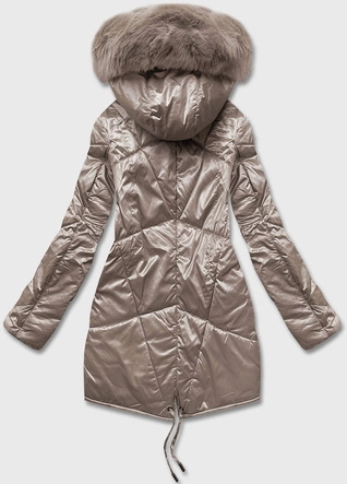 Przejściowa kurtka damska z kapturem beżowa (b8091-12)