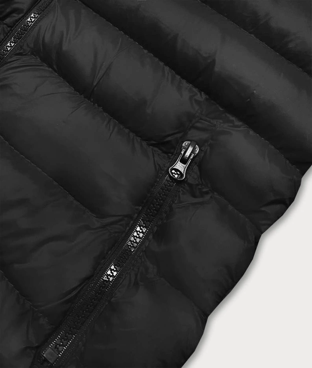 Krótka kamizelka pikowana damska czarna (23077-392)