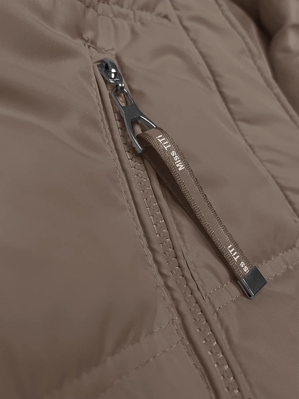 Luźny bezrękawnik damski z kapturem beżowy (2655)