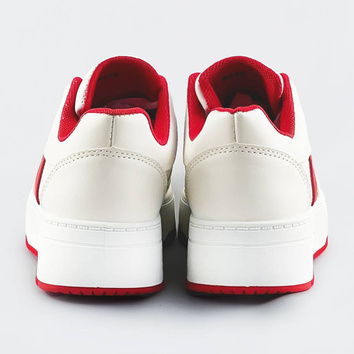 Sznurowane buty sportowe damskie biało-czerwone (s070)