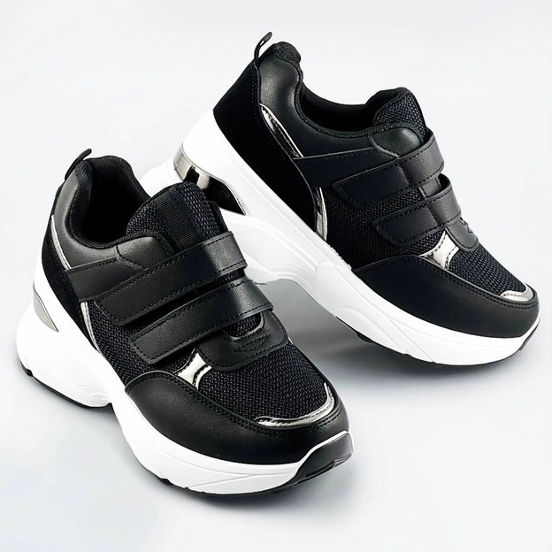 SPORTOWE BUTY DAMSKIE NA RZEPY CZARNE (CUD-63)