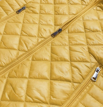 Pikowana kurtka damska z kapturem żółta (ly-01)