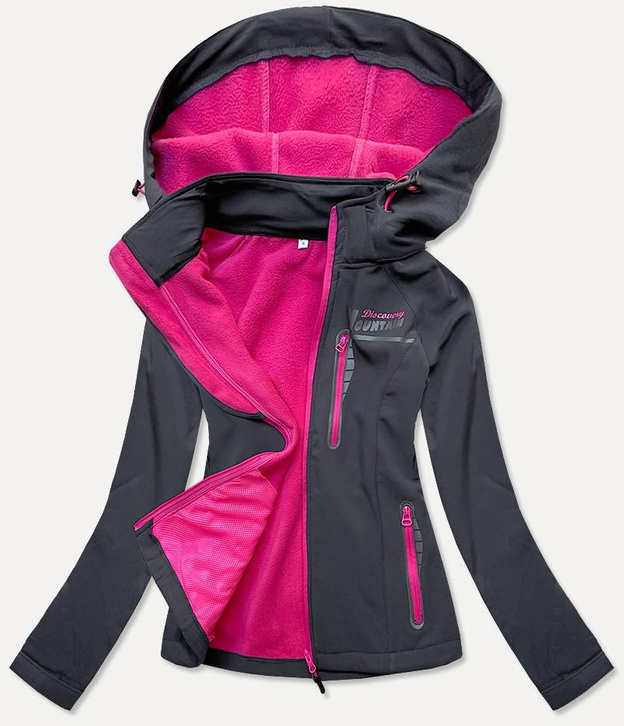 SPORTOWA KURTKA DAMSKA TYPU SOFTSHELL GRAFITOWA (HH027)