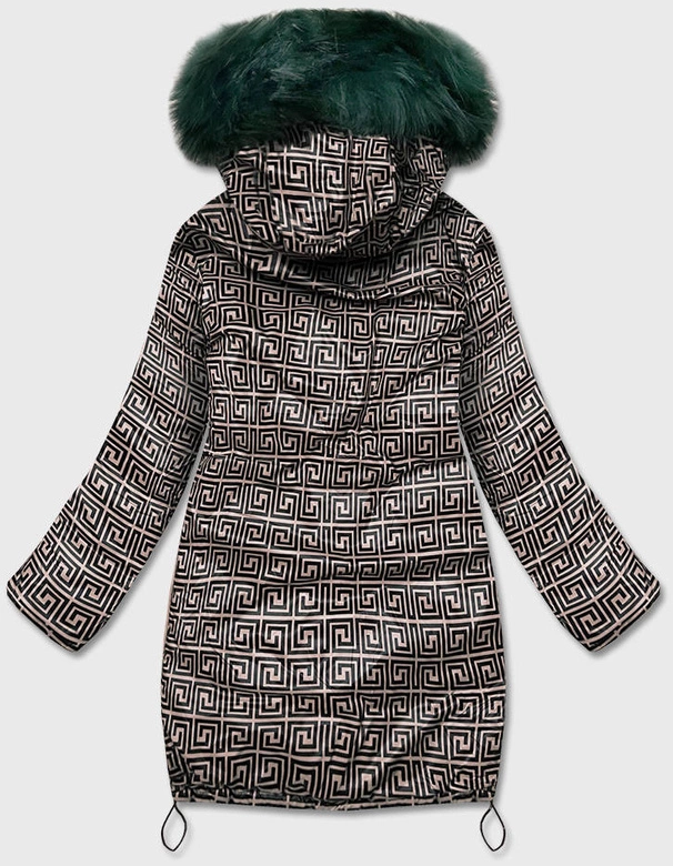 DWUSTRONNA KURTKA DAMSKA ZIMOWA ZIELONO-BEŻOWA (HS-807)