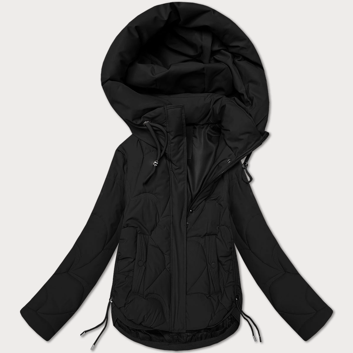 Przejściowa pikowana kurtka damska z kapturem S'West czarna (B8297-1)