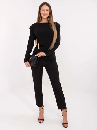 Elegancka bluzka na poduszkach czarna (21898)