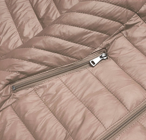 Pikowana kurtka damska z kapturem beżowa (B0124-46)