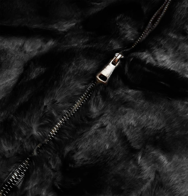 KRÓTKA KURTKA DAMSKA OVERSIZE FUTRO CZARNA (BR9597-1)