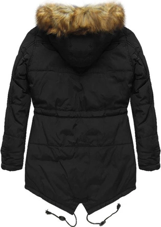 KURTKA PARKA ZIMOWA Z KAPTUREM CZARNA (M556)