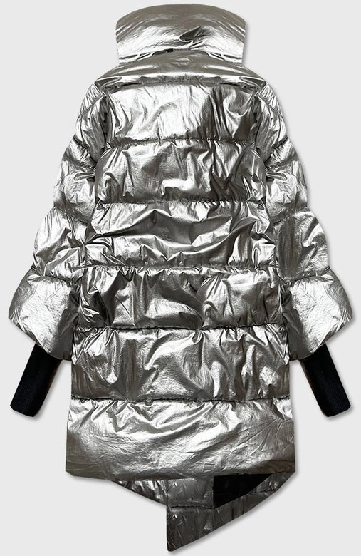 BŁYSZCZĄCA KURTKA DAMSKA OVERSIZE SREBRNA (737ART)