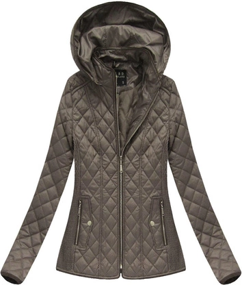 PIKOWANA KURTKA Z KAPTUREM BRĄZOWA (7063)