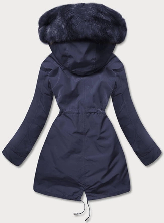 Ciepła kurtka zimowa damska granatowa (w629big)