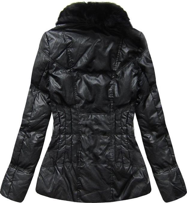 KURTKA Z EKOSKÓRY Z KAPTUREM CZARNA (1997/1)