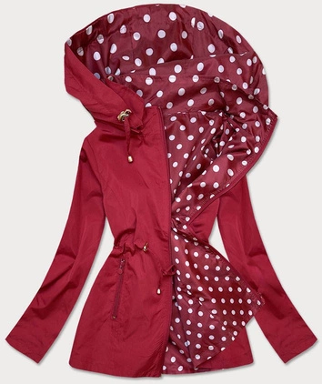 KURTKA DAMSKA TYPU 2W1 BORDO-KROPKI (R8893)