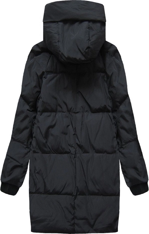 KURTKA Z PUCHEM NATURALNYM CZARNA (A01)