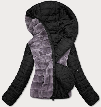 KRÓTKA DWUSTRONNA KURTKA DAMSKA ZIMOWA CZARNA (M21507)