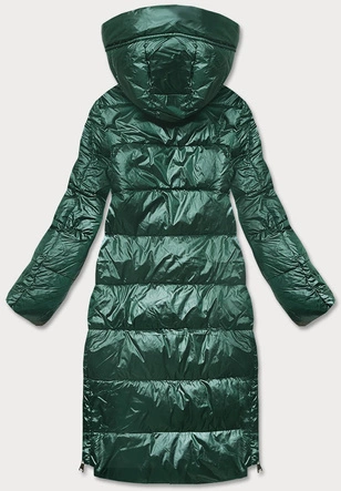 Kurtka damska z kontrastowymi wstawkami zielona (ag1-j9063)