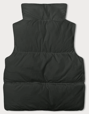 Puchowa kamizelka damska ze stójką army (5M3150-136)
