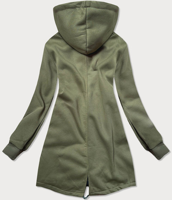 Rozpinana długa bluza damska khaki (amg-819)